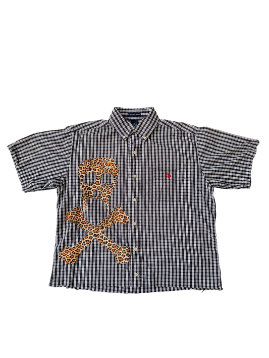 Jons Logo cheetah print applique / second-hand sourced Ralph Lauren button up